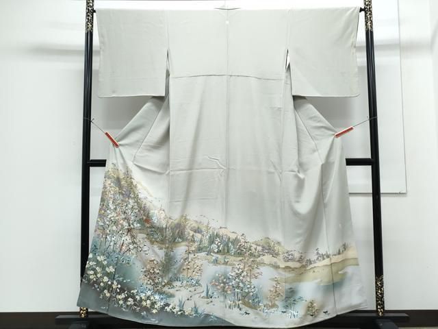 平和屋着物●豪華色留袖　作家物　総刺繍　駒刺繍　風景花文　正絹　逸品　CABG8459th