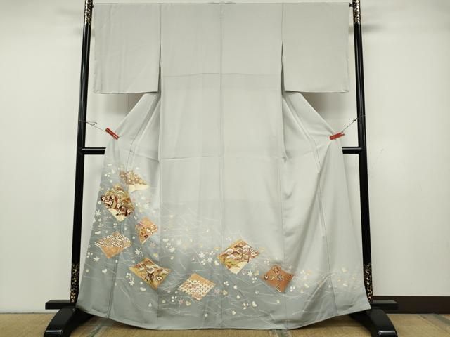 平和屋着物●豪華色留袖 駒刺繍 貝桶宝尽くし草花文 暈し染め 金彩 正絹 逸品 CABG5474ut
