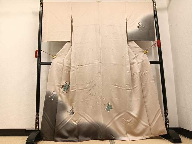 平和屋着物●訪問着　刺繍　童子　暈し染め　正絹　逸品　AABI8498ph