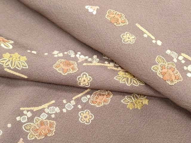 平和屋着物●上質な小紋　総刺繍　横段花文　正絹　逸品　CABG8480th