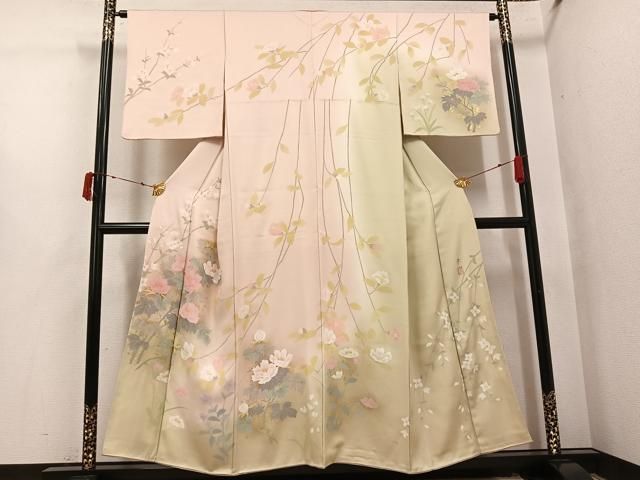 平和屋着物●訪問着　作家物　影山　枝花文　暈し染め　金彩　正絹　逸品　AABI8503ph
