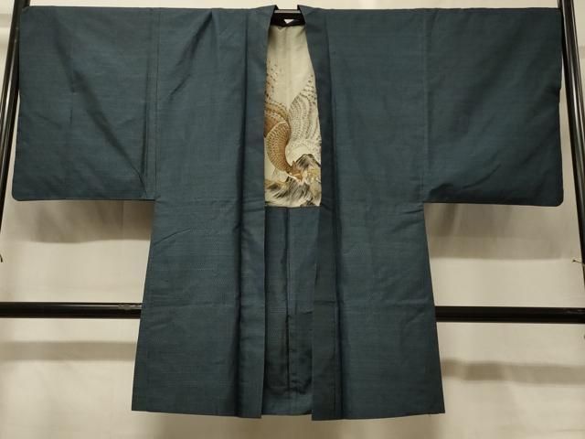 平和屋着物#男性 本場大島紬 長羽織 格子柄 正絹 逸品 CABG8029in
