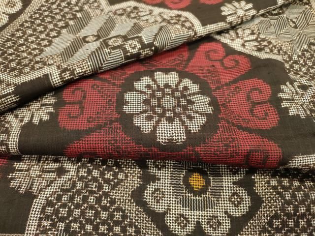 平和屋着物●本場大島紬　龍郷絣　7マルキ　草花　正絹　逸品　DABF2274fe