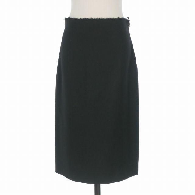 ランバン LANVIN 03AW カットオフウエスト サイドジップタイトスカート 36 ブラック 黒