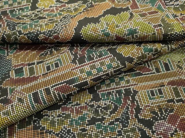 平和屋着物●本場大島紬　7マルキ　風景花文　正絹　逸品　DABF2277fe