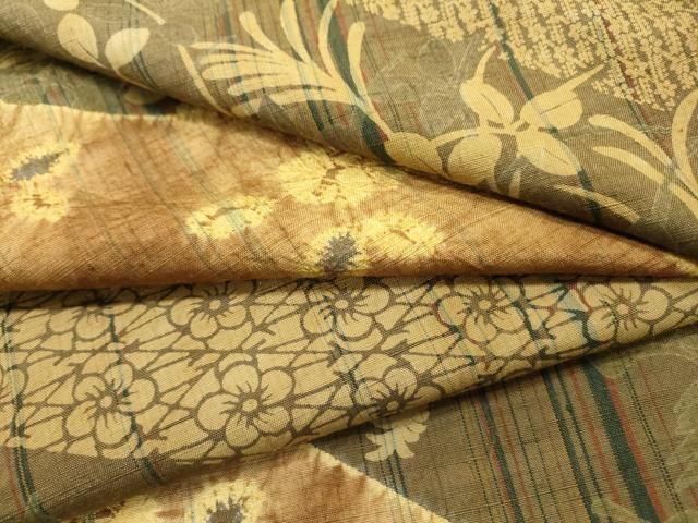 平和屋着物●上質な紬　絞り　草花間道　正絹　逸品　DABF2280fe 28,080円