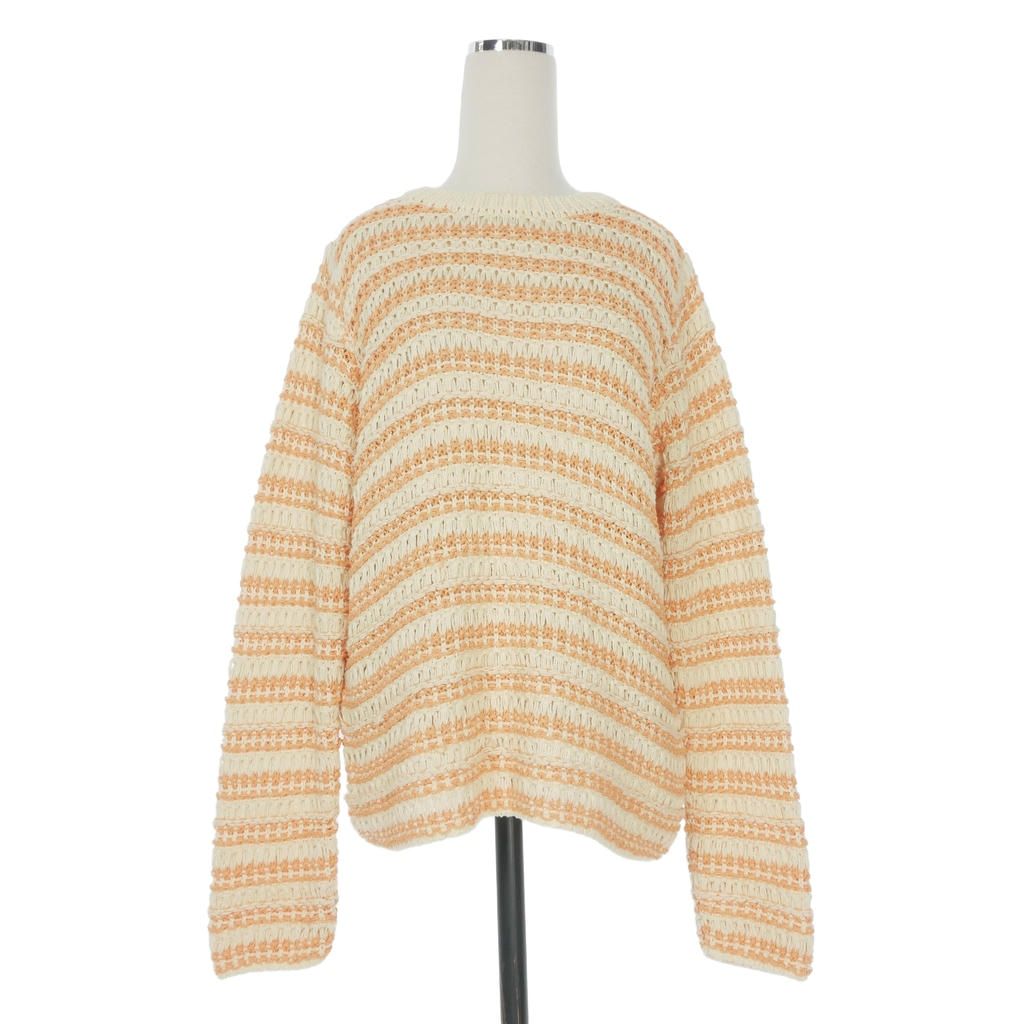 バトナー BATONER LOW GAUGE MIX YARN CREW NECK コットンシルク ニット セーター 長袖 1 アイボリー/オレンジ BN-22SL-018