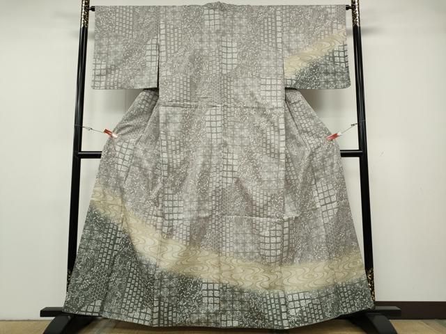 平和屋着物●訪問着　紬地　吉祥花文　正絹　逸品　CABG5461ut