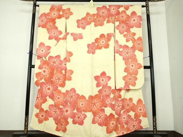 平和屋着物●名門　藤娘きぬたや・総絞り　振袖　総絞り　舞花文　正絹　逸品　DABE5917ps