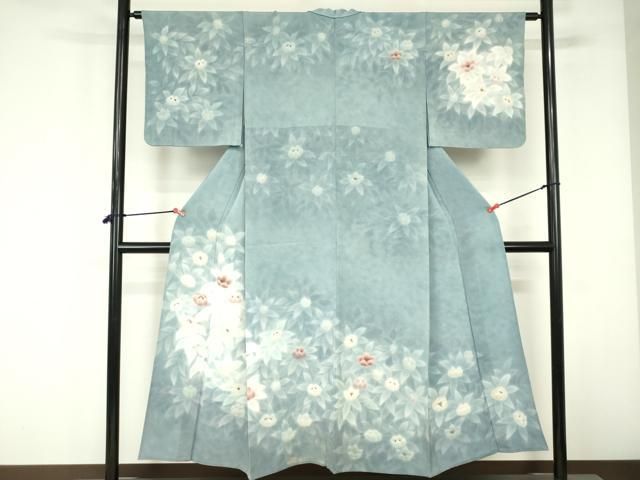 平和屋着物▽訪問着　単衣　草花　暈し染め　金彩　正絹　逸品　DABF3341op