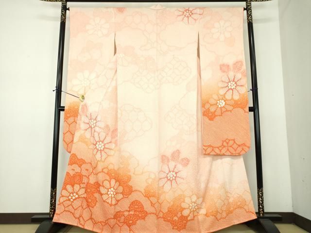 平和屋着物●豪華振袖　総絞り　雲取り花文　正絹　逸品　DABE5921ps