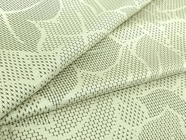 平和屋着物▽お召　単衣　草葉文　正絹　逸品　AABI7602jh