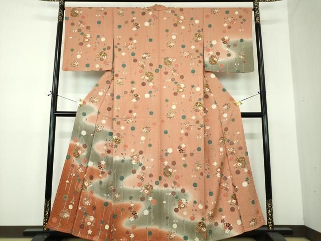 平和屋着物●訪問着　枝垂れ桜　花丸文　暈し染め　金彩　正絹　逸品　未使用　DABE5923ps