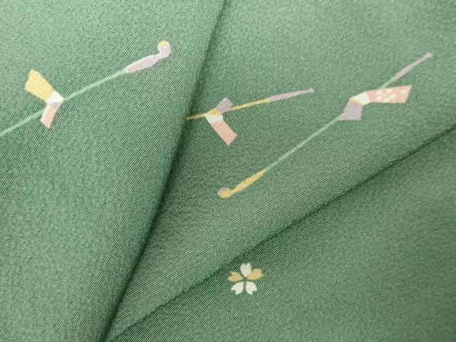 平和屋着物▽上質な小紋　単衣　舞桜　煙管　正絹　逸品　DABF3346op