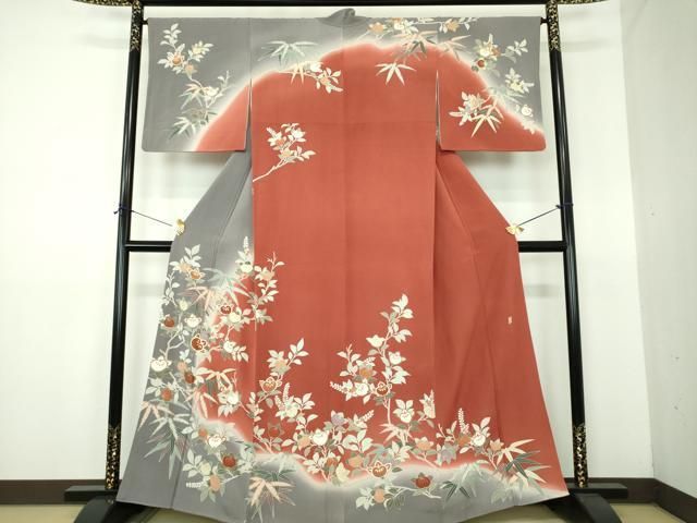 平和屋着物●訪問着　作家物　橘　笹文　暈し染め　金彩　正絹　逸品　DABE5928ps