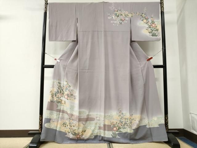 平和屋着物●訪問着　霞更紗草花文　暈し染め　金彩　正絹　逸品　CABG0376yc