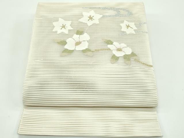 平和屋着物＊夏物　八寸名古屋帯　絽綴れ　草花文　金銀糸　正絹　逸品　CABF4763rv