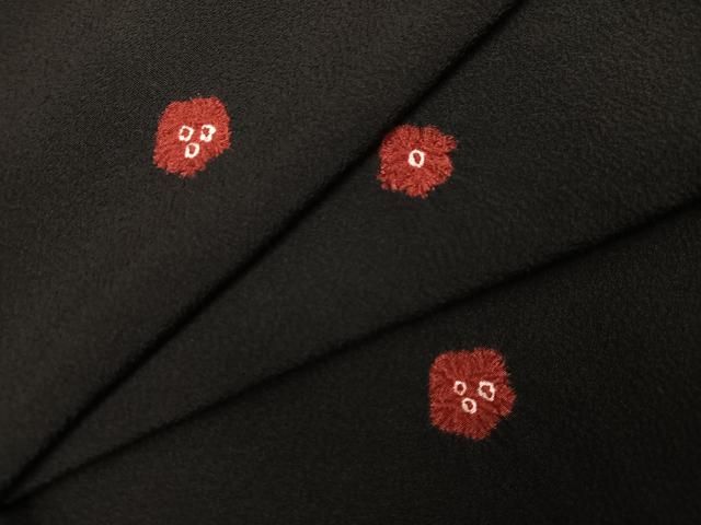 平和屋着物●上質な小紋　絞り　梅　黒地　正絹　逸品　AABI6359ph