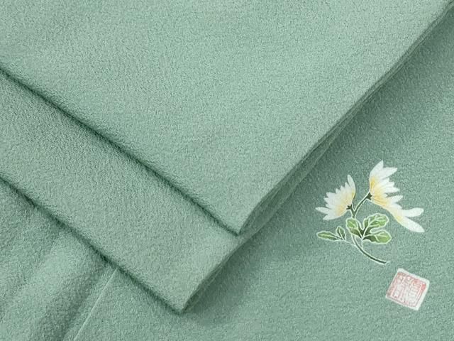 平和屋着物●本草木染作家　圓啓　色無地　薄青色　正絹　逸品　CABG0249yc