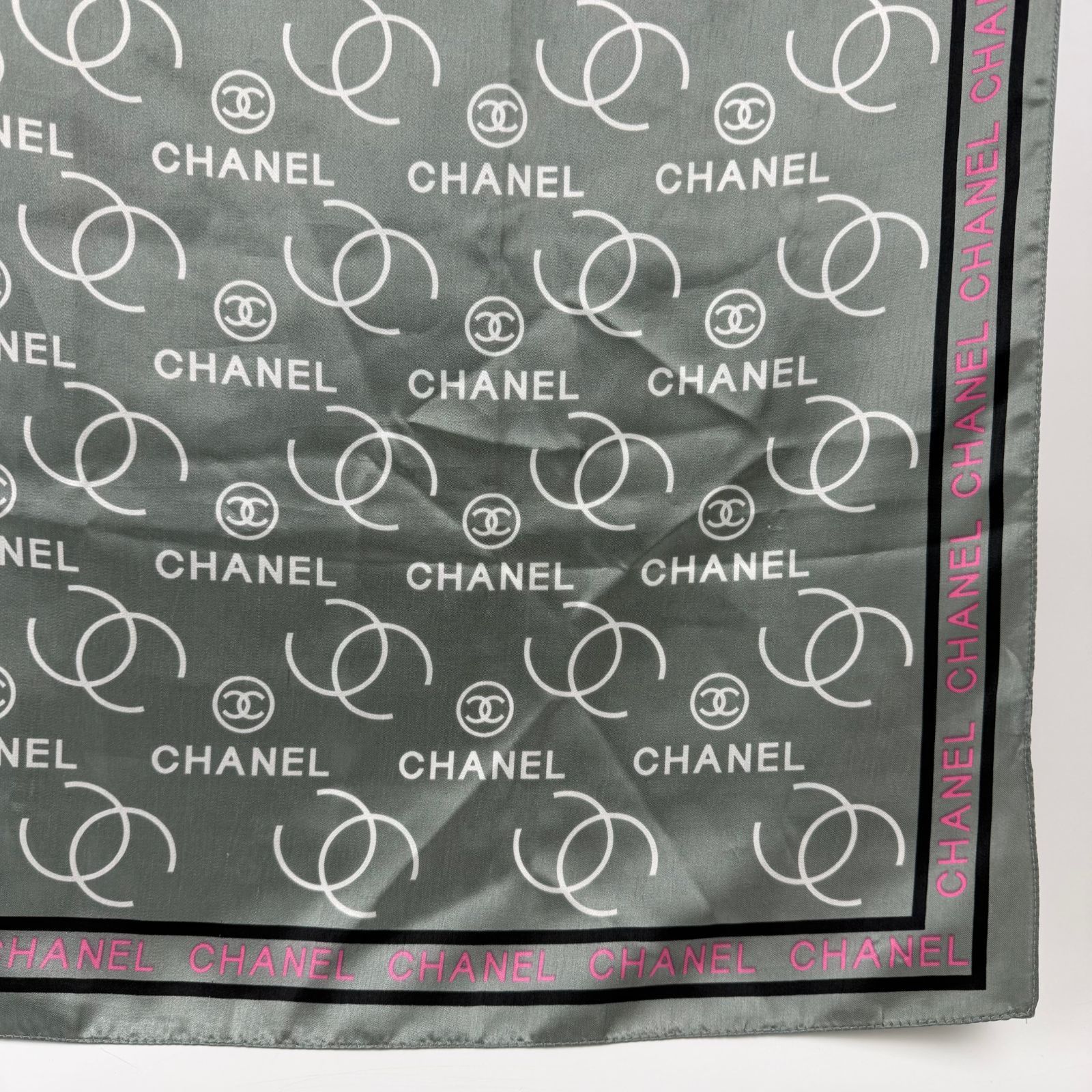 中古】CHANEL シャネル ココマーク ロゴ総柄 シルクスカーフ スカーフ