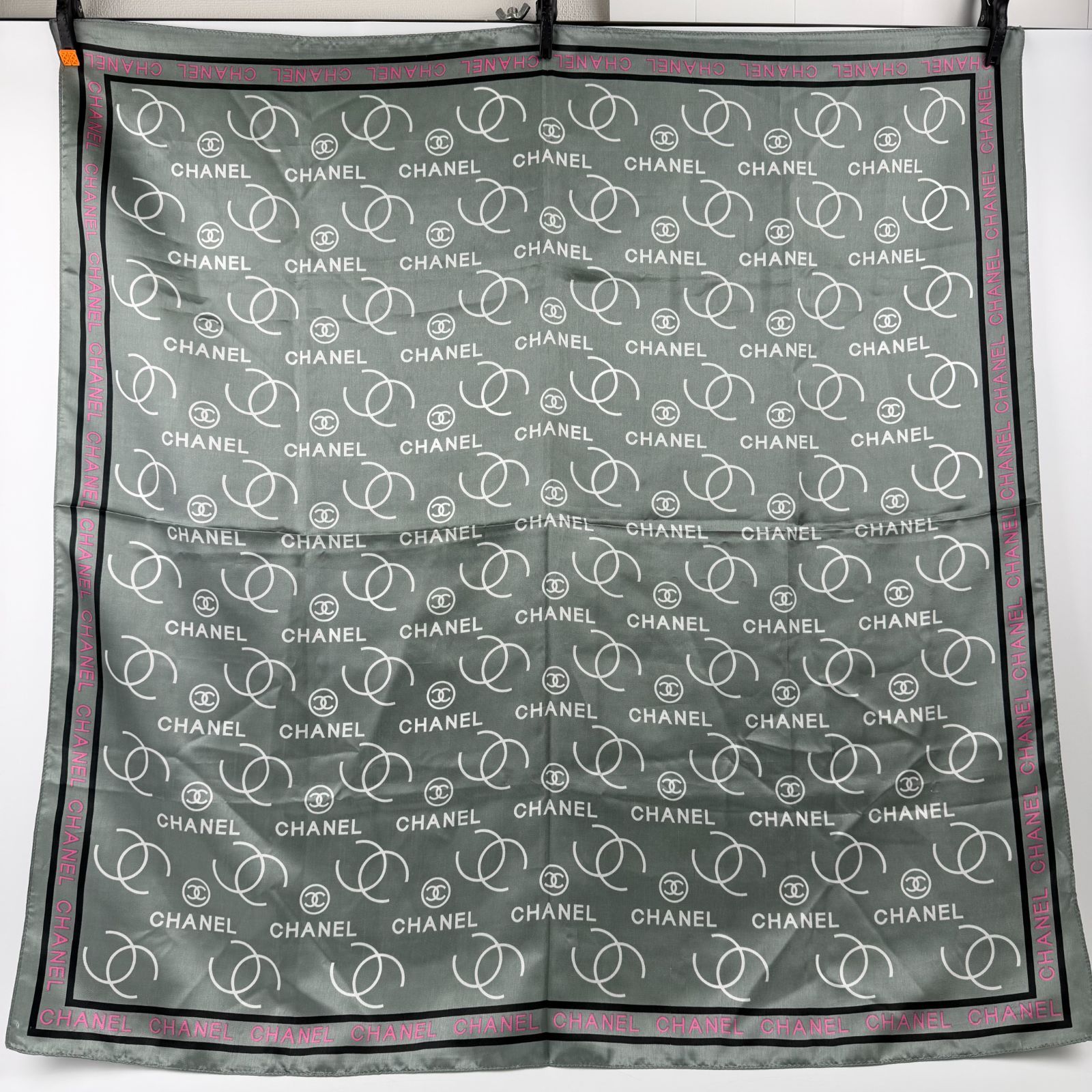中古】CHANEL シャネル ココマーク ロゴ総柄 シルクスカーフ スカーフ