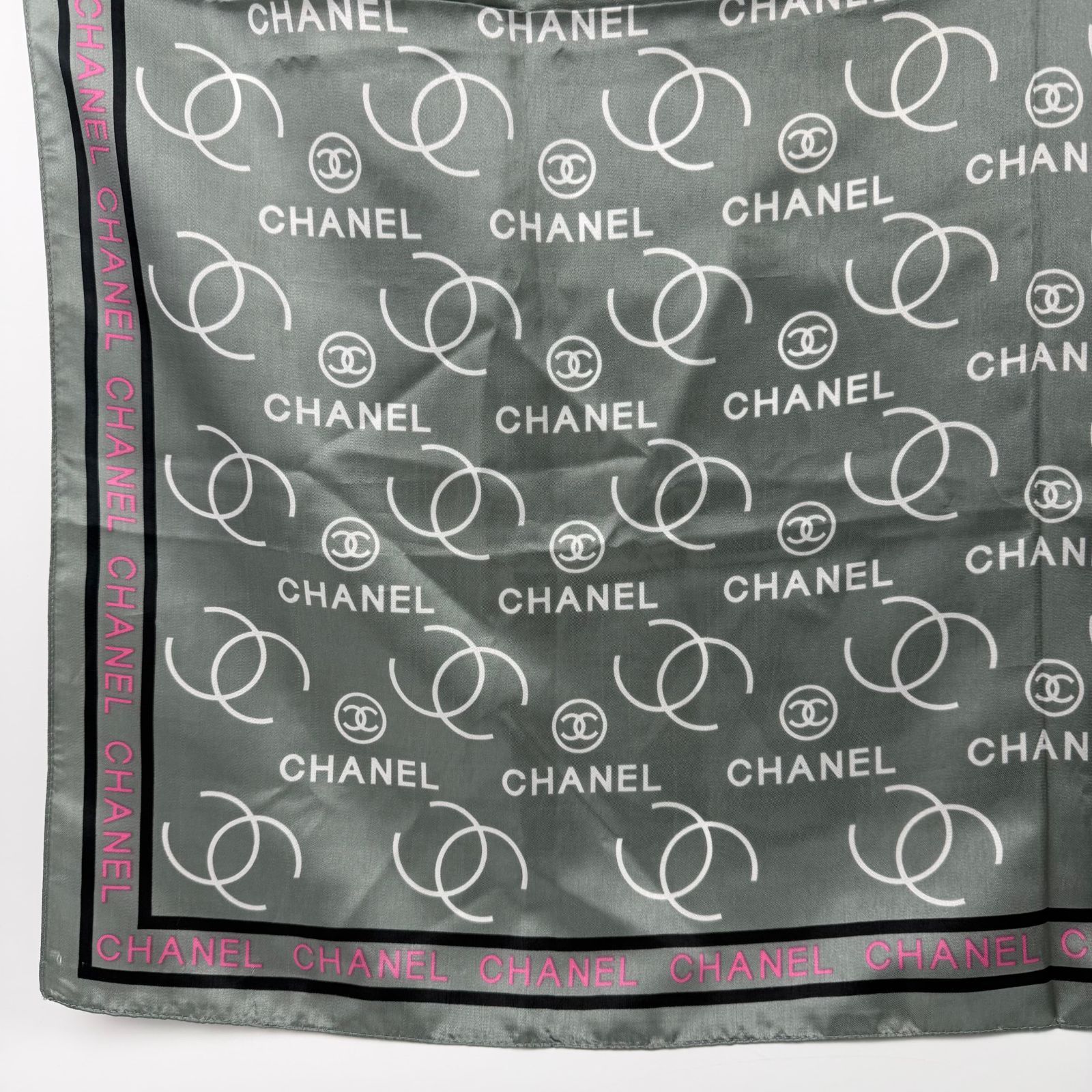 中古】CHANEL シャネル ココマーク ロゴ総柄 シルクスカーフ スカーフ