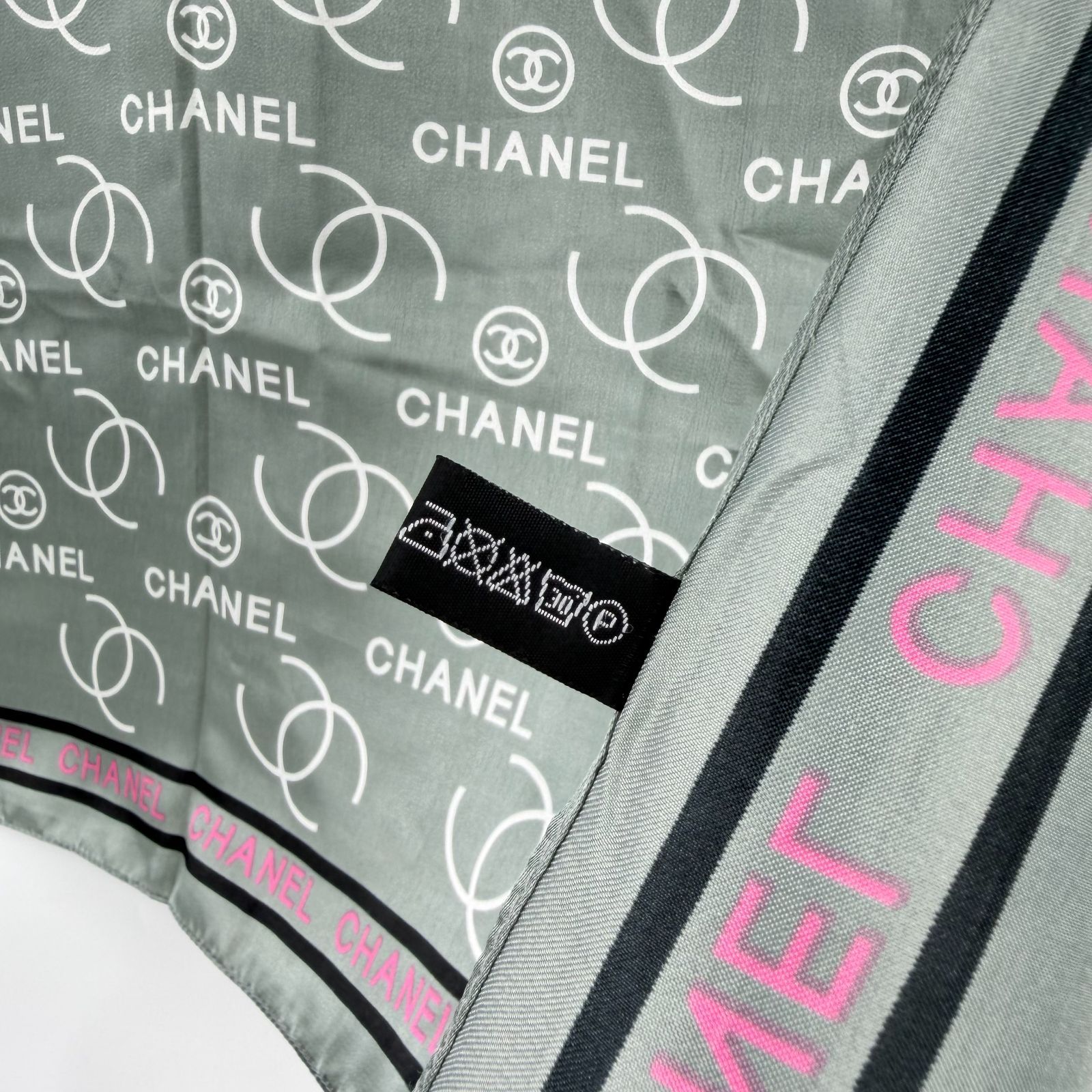 中古】CHANEL シャネル ココマーク ロゴ総柄 シルクスカーフ スカーフ