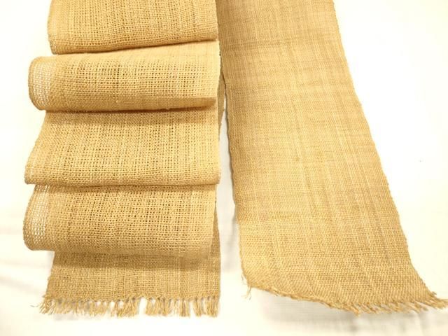 平和屋着物＊夏物　半幅帯　狐色　麻　逸品　DABC8295cm