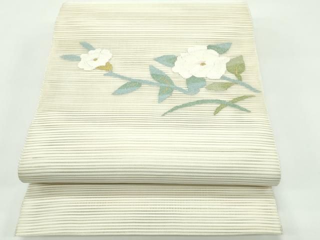 平和屋着物*夏物 八寸名古屋帯 絽綴れ 草花文 金銀糸 正絹 逸品 CABF4707rv