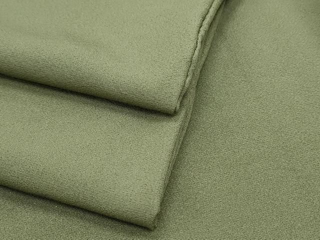 平和屋着物▽上質な色無地　単衣　松葉色　正絹　逸品　CABG2708th