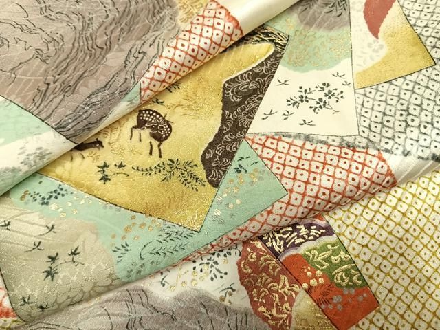平和屋着物●上質な小紋　色紙重ね文　金彩　正絹　逸品　AABI1766fy