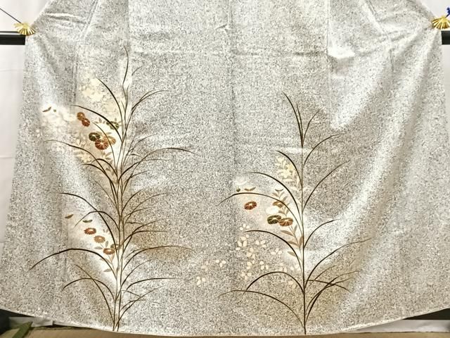 未着用 まずいわ屋 付け下げ 金彩 芝草 たたき染 ドット 着物 035k 未 
