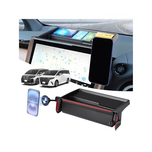 トヨタ 新型 アルファード 40系 ダッシュボードトレイ&マグネット スマホホルダー メタルリング付 多機種対応 ヴェルファイア 40 仕切り 収納ボックス 小物入れ R5.6?現行 耐高温 ABS 滑り止め ゴムマット テープ固定 取付簡単 87c1fe06