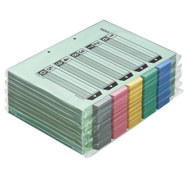 カラー仕切カード（ファイル用）徳用パック　Ａ４縦　５色５山見出＋扉紙　１００組入 シキ-140【コクヨ】