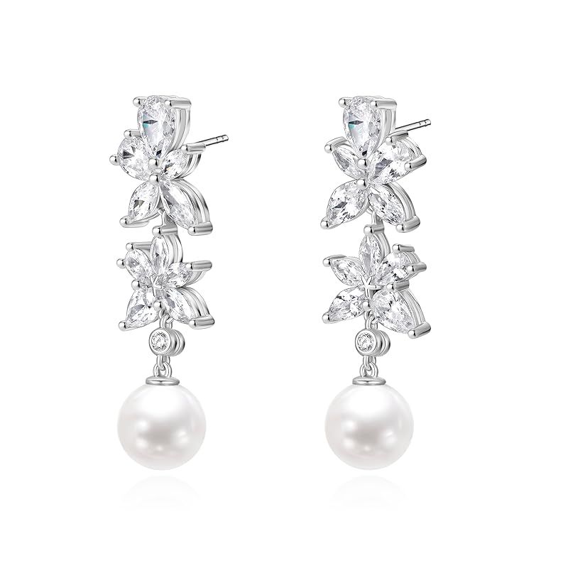 [FANCIME]ピアス レディース 9mmパール 花嫁 ウェディング 藤の花「藤華の雅」 ジルコニア シルバー S925 高級ジュエリー 結婚式 記念日 誕生日 プレゼント ギフト ラッピング付き