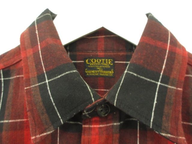クーティー COOTIE ボタンシャツ 長袖 チェック レッド系 赤 トップス