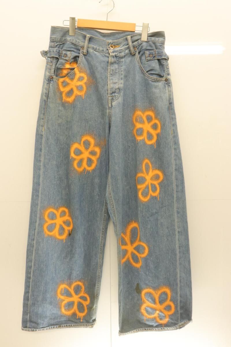 【中古】 AMOK メンズデニムパンツ S HANDPAINT DENIM PANTS AMOK S 青 ブルー
