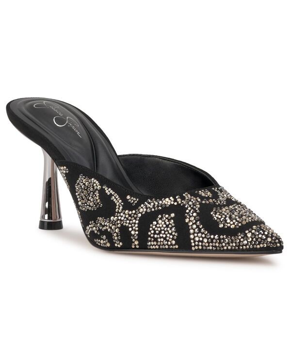 ジェシカシンプソン レディース シューズ パンプス ヒール Jessica Simpson Womens Xia MidHeel Mule Pumps Black Snake Rhinestone ブラック