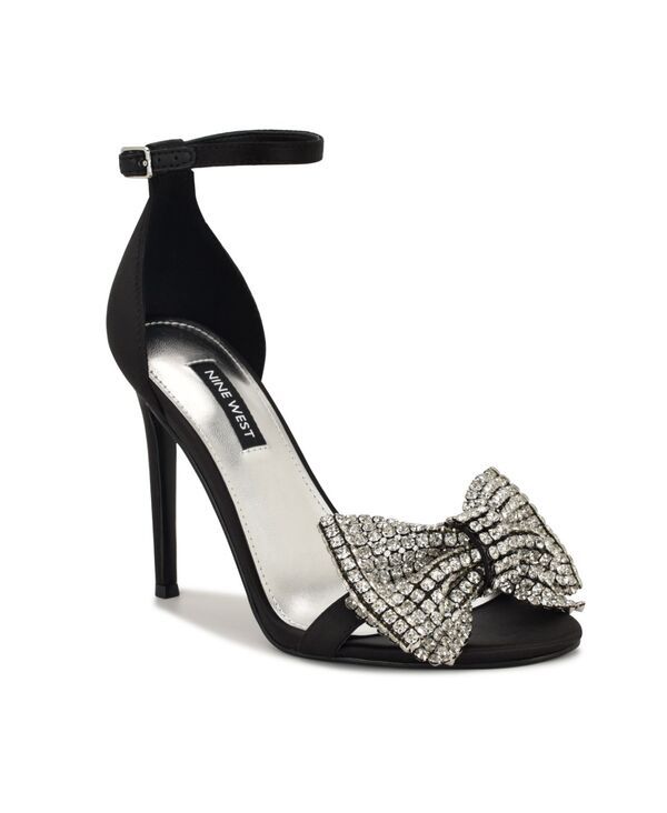 ナインウェスト レディース シューズ サンダル Nine West Womens Tansie Embellished High Stiletto Dress Sandals Black Satin ブラック