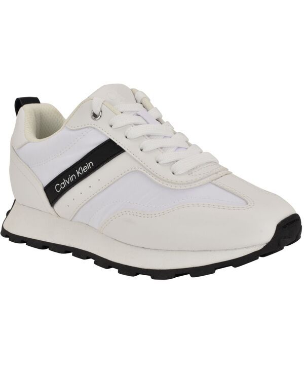 カルバンクライン レディース シューズ スニーカー レース Calvin Klein Womens Tanja Retro LaceUp Sneakers White ホワイト