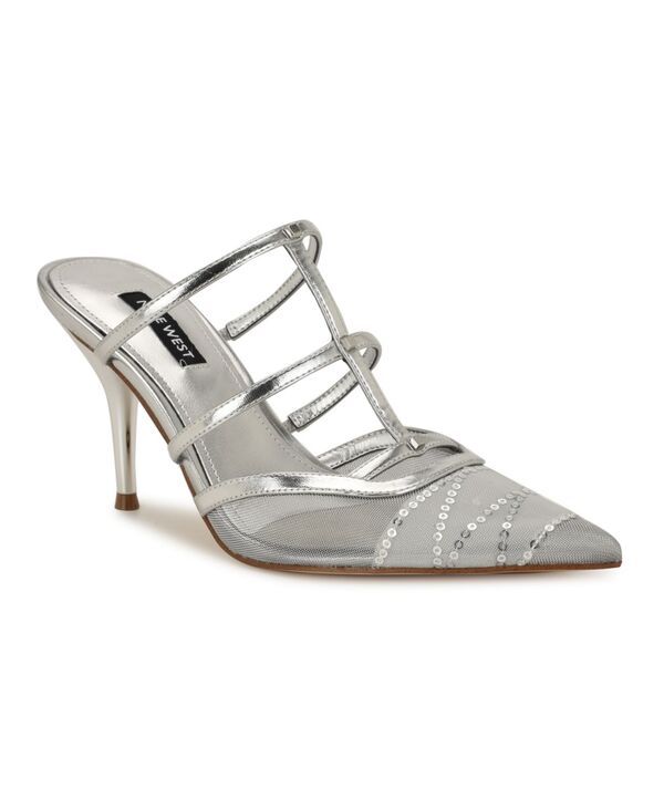 ナインウェスト レディース シューズ パンプス Nine West Womens Tianala Caged SlipOn Stiletto Pumps Silver Sequin シルバー