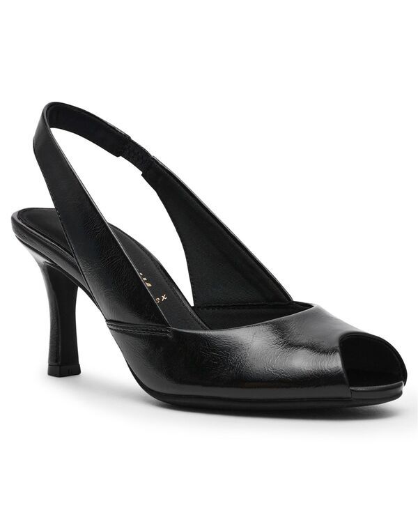 アンクライン レディース シューズ パンプス Anne Klein Womens Jovi Peep Toe Slingback Pumps Black Crinkle ブラック