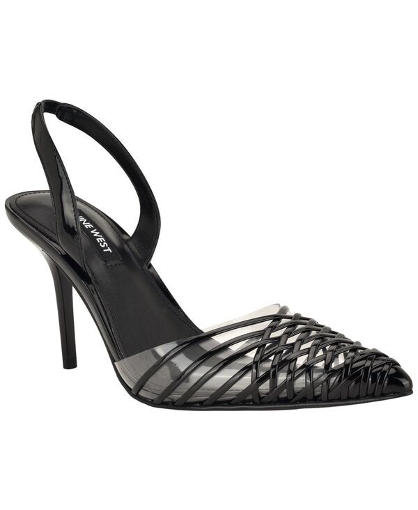ナインウェスト レディース シューズ パンプス Nine West Womens Pemma Woven Slingback Stiletto Pumps Black PatentClear ブラック