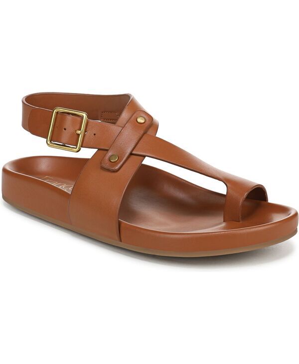 フランコサルト レディース シューズ サンダル Franco Sarto Blair Toe Loop Round Toe Buckle Flat Sandals Cognac Leather