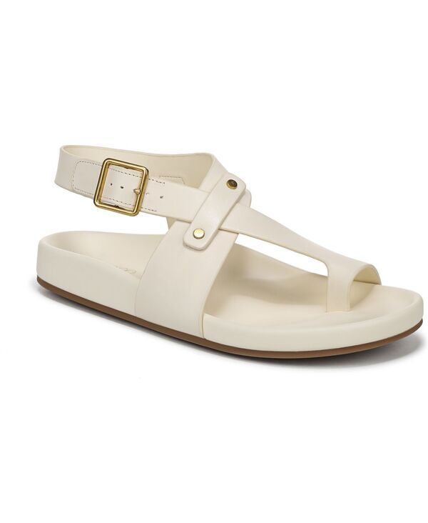 フランコサルト レディース シューズ サンダル Franco Sarto Blair Toe Loop Round Toe Buckle Flat Sandals Marshmallowhite Leather ホワイト
