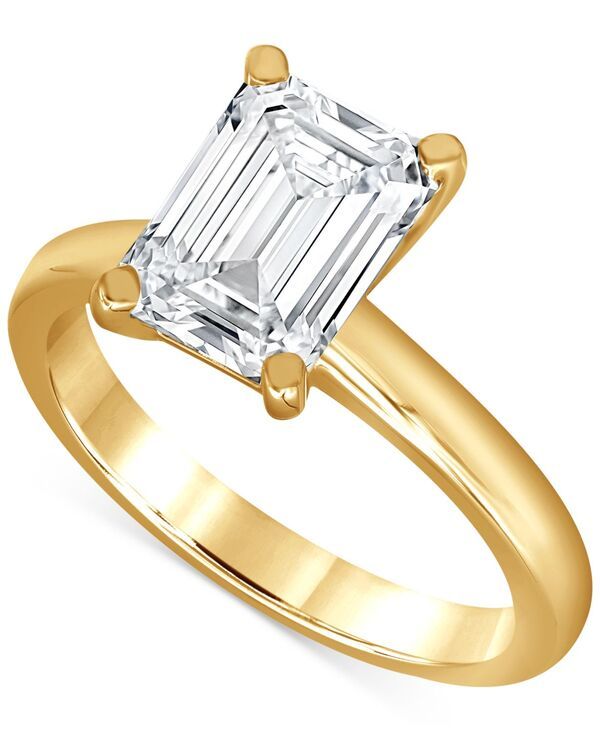 バッジェリーミシュカ レディース アクセサリー リング Badgley Mischka Certified Lab Grown Diamond EmeraldCut Solitairengagement Ring 4 ctw in 14k Yellow Gol