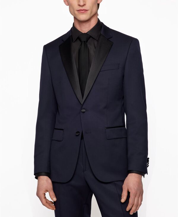 ヒューゴボス メンズ アウター ジャケット・ブルゾン Hugo Boss MenslimFituxedo Jacket Dark Blue ブルー