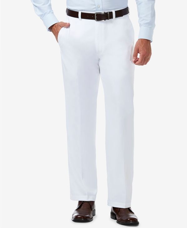 ハガー メンズ ボトムス カジュアルパンツ パンツ Haggar Mens Cool 18 PROreg ClassicFit Expandable Waist Flat Front Stretch Dress Pants White ホワイト