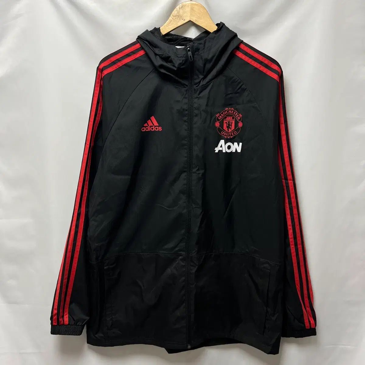 正規品/3XL adidas アディダス マンチェスター・ユナイテッドFC 1819 トレーナー ブラック レインジャケット ウィンドブレーカー