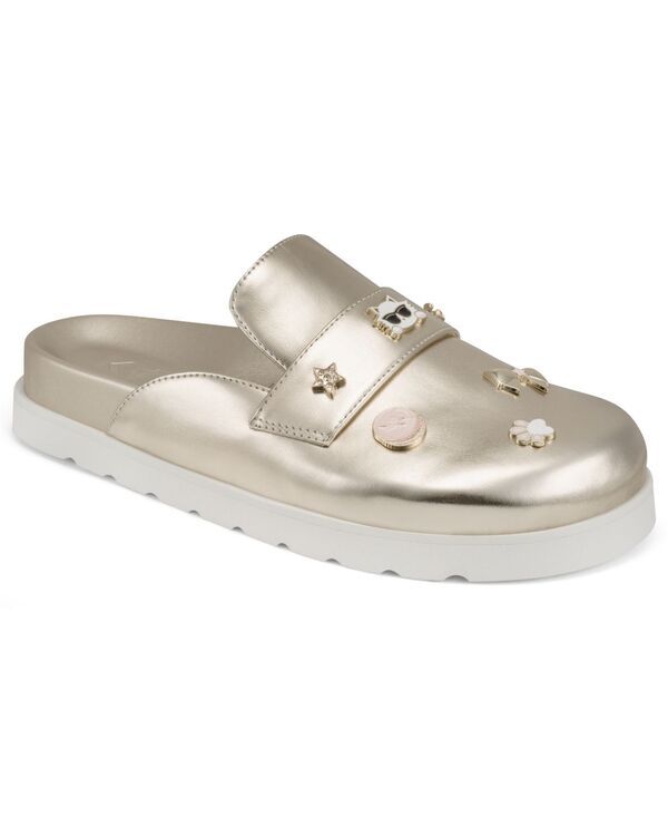 カール ラガーフェルド レディース シューズ パンプス KARLAGERFELD PARIS Womens Islay Macaron Flat Mules White Gold ホワイト